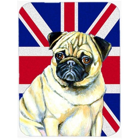 Carolines Treasures Carolines Treasures LH9494LCB Pug With English Union Jack British Flag Glass Cutting Board - Large LH9494LCB